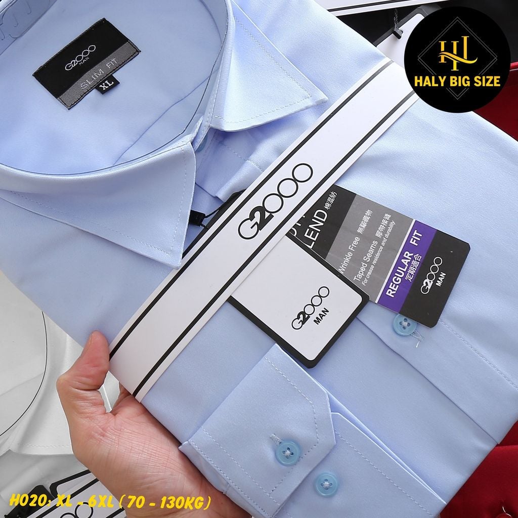Áo sơ mi nam trơn tay dài big size kate lụa H020