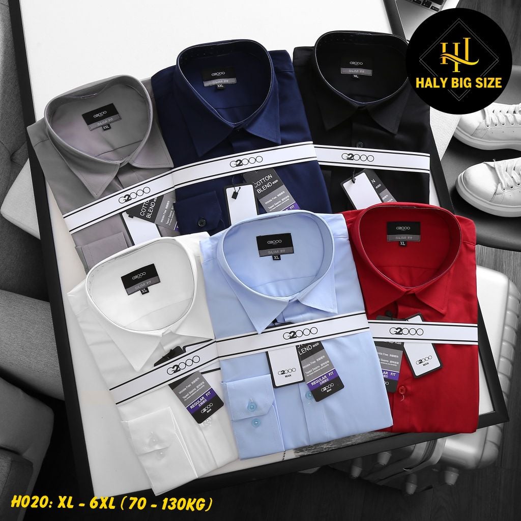 Áo sơ mi nam trơn tay dài big size kate lụa H020