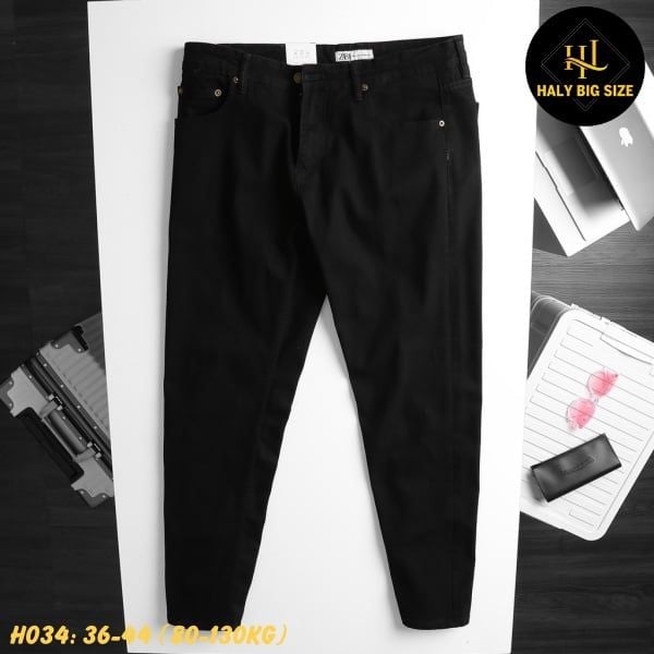 Quần jean nam dài big đen trơn size H034