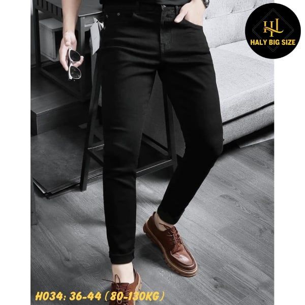 Quần jean nam dài big đen trơn size H034