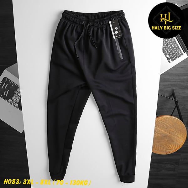 Quần jogger thun nam big size trơn ống túm H083
