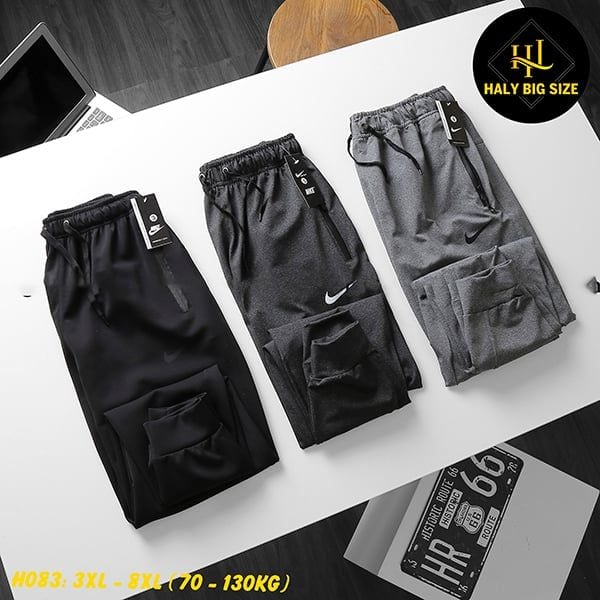 Quần jogger thun nam big size trơn ống túm H083