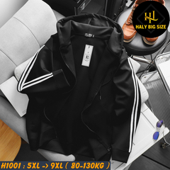Áo khoác thun nam big size có nón phối 2 sọc H1001