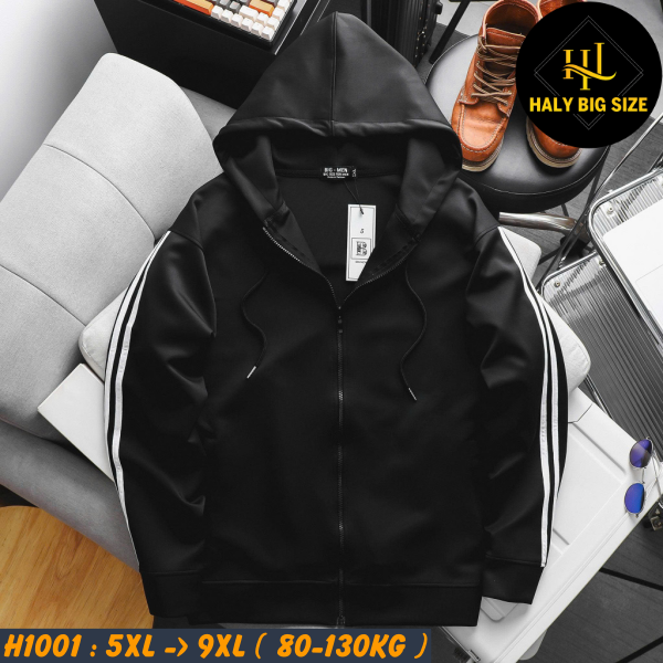 Áo khoác thun nam big size có nón phối 2 sọc H1001