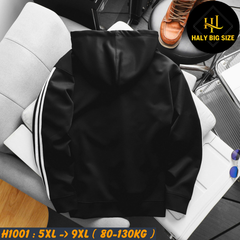 Áo khoác thun nam big size có nón phối 2 sọc H1001