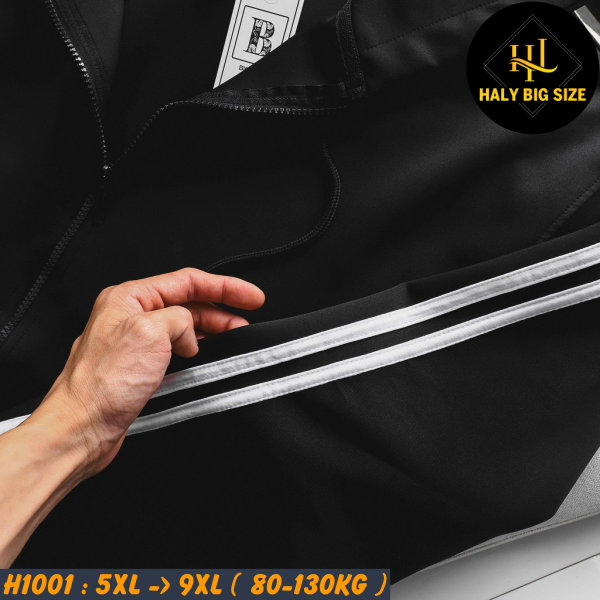Áo khoác thun nam big size có nón phối 2 sọc H1001