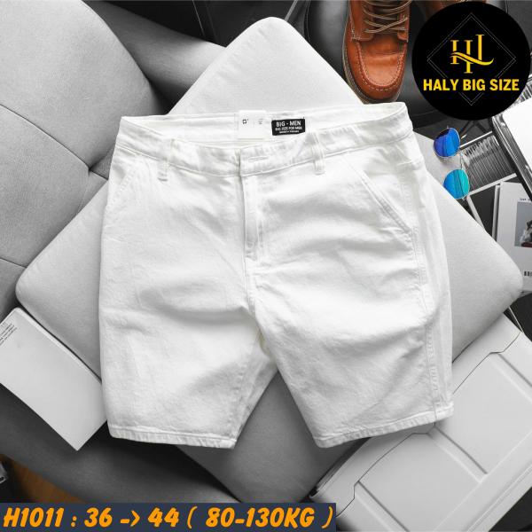 Quần short jean nam big size màu trắng sang trọng H1011