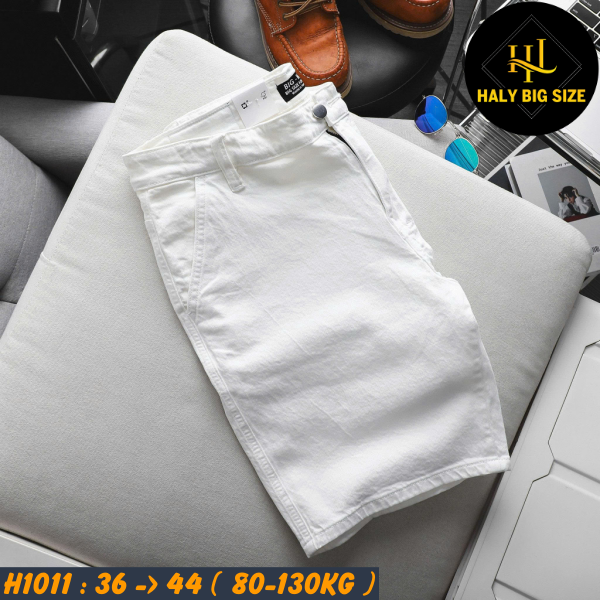 Quần short jean nam big size màu trắng sang trọng H1011
