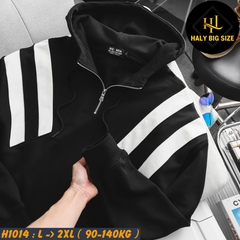 Áo khoác hoodie nam big size dây kéo phối sọc H1014
