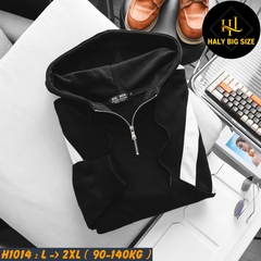 Áo khoác hoodie nam big size dây kéo phối sọc H1014