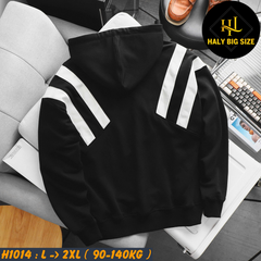 Áo khoác hoodie nam big size dây kéo phối sọc H1014