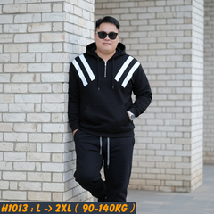 Áo khoác hoodie nam big size dây kéo phối sọc H1014