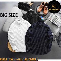 Áo sơ mi nam big size cotton gân sọc dọc H1028
