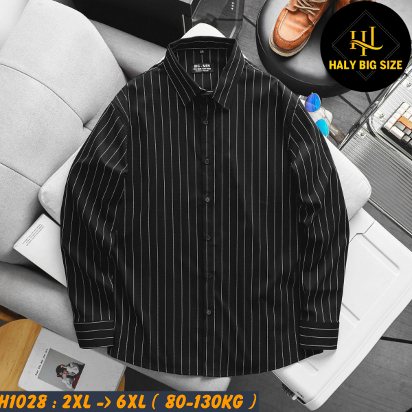 Áo sơ mi nam big size cotton gân sọc dọc H1028