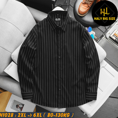 Áo sơ mi nam big size cotton gân sọc dọc H1028