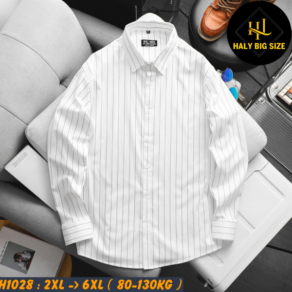 Áo sơ mi nam big size cotton gân sọc dọc H1028