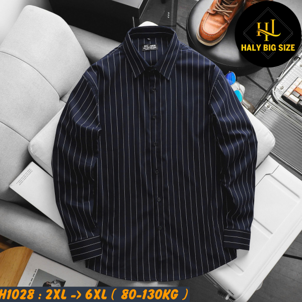 Áo sơ mi nam big size cotton gân sọc dọc H1028