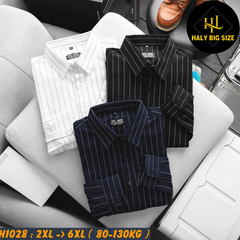 Áo sơ mi nam big size cotton gân sọc dọc H1028