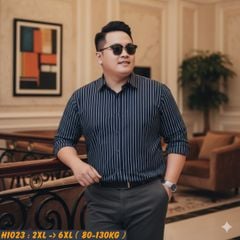 Áo sơ mi nam big size cotton gân sọc dọc H1028