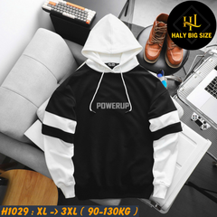 Áo khoác hoodie nam big size nỉ phối màu POWERUP trẻ trung H1038