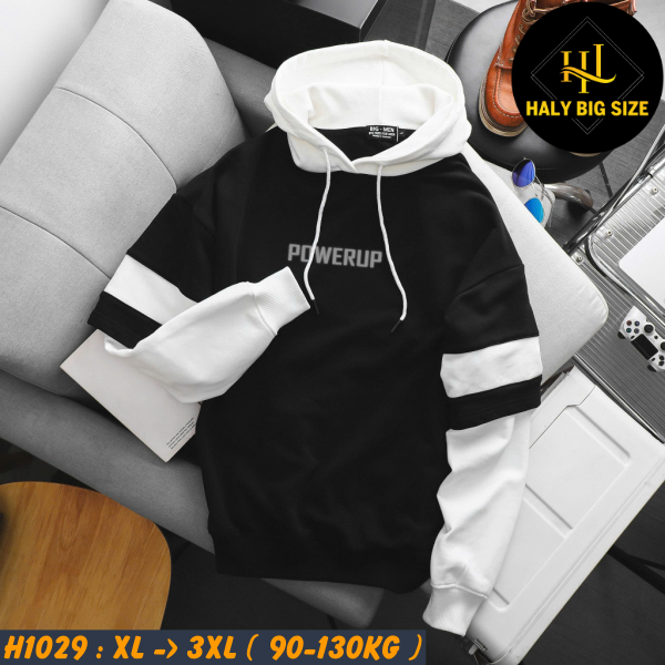 Áo khoác hoodie nam big size nỉ phối màu POWERUP trẻ trung H1038