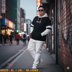 Áo khoác hoodie nam big size nỉ phối màu POWERUP trẻ trung H1038