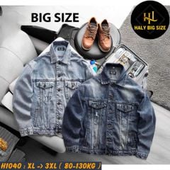 Áo khoác nam big size chất jean wash rách bụi H1040