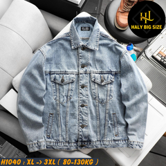 Áo khoác nam big size chất jean wash rách bụi H1040