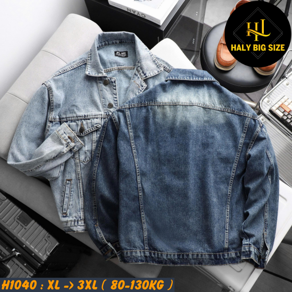 Áo khoác nam big size chất jean wash rách bụi H1040