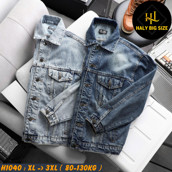 Áo khoác nam big size chất jean wash rách bụi H1040