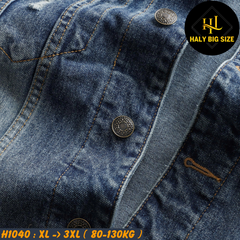 Áo khoác nam big size chất jean wash rách bụi H1040