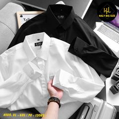 Áo sơ mi nam big size trắng đen có túi H105
