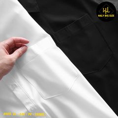 Áo sơ mi nam big size trắng đen có túi H105