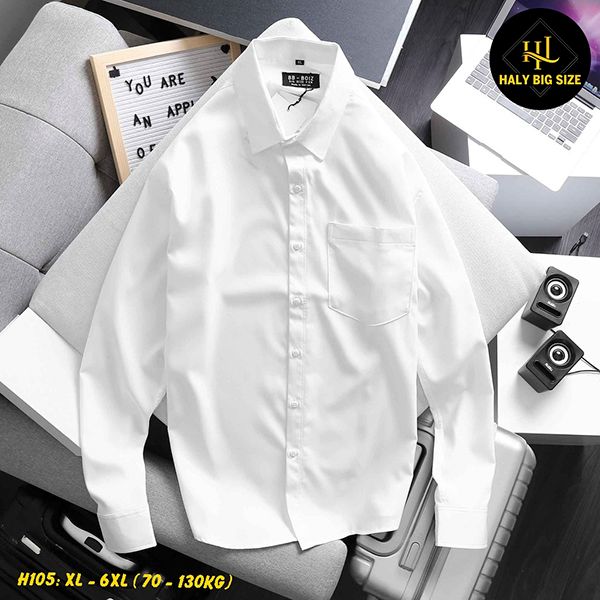 Áo sơ mi nam big size trắng đen có túi H105