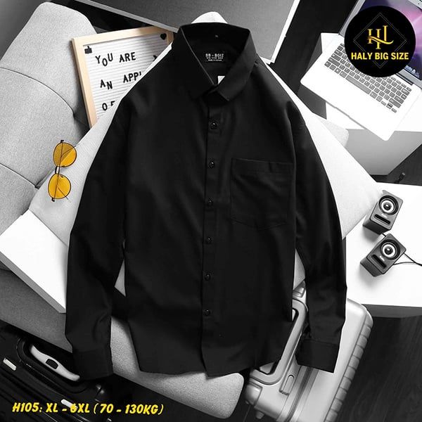 Áo sơ mi nam big size trắng đen có túi H105