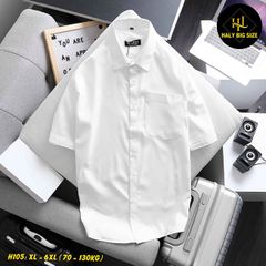 Áo sơ mi nam big size trắng đen có túi H105