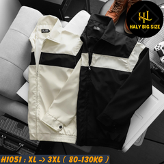 Áo khoác nam big size vải dù cổ bẻ phối sọc H1051