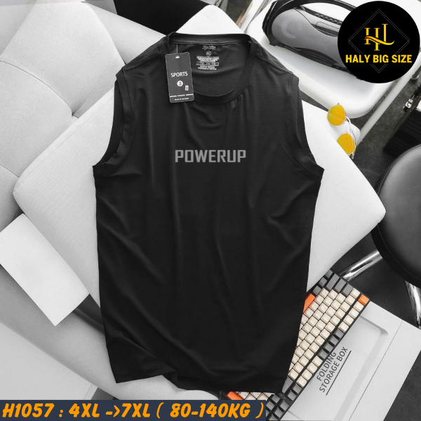 Áo thun lạnh ba lỗ dập vân ngang POWERUP H1057