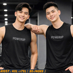 Áo thun lạnh ba lỗ dập vân ngang POWERUP H1057