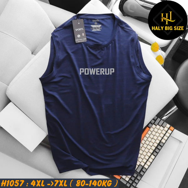 Áo thun lạnh ba lỗ dập vân ngang POWERUP H1057