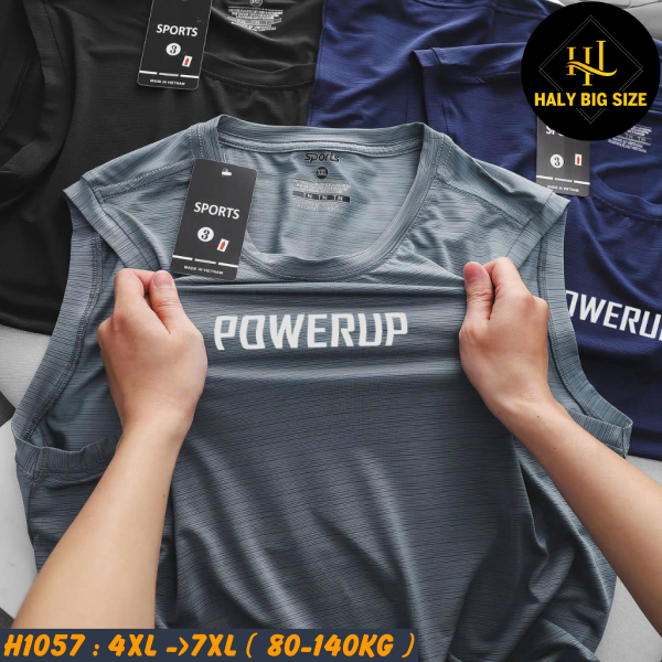 Áo thun lạnh ba lỗ dập vân ngang POWERUP H1057