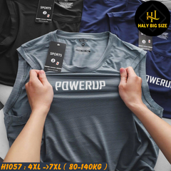 Áo thun lạnh ba lỗ dập vân ngang POWERUP H1057