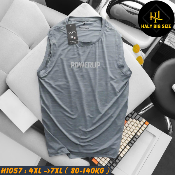 Áo thun lạnh ba lỗ dập vân ngang POWERUP H1057