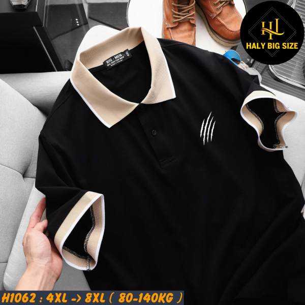 Áo polo nam big size phối cổ in họa tiết cào H1062