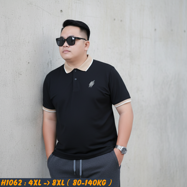 Áo polo nam big size phối cổ in họa tiết cào H1062