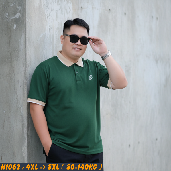 Áo polo nam big size phối cổ in họa tiết cào H1062