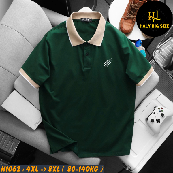 Áo polo nam big size phối cổ in họa tiết cào H1062