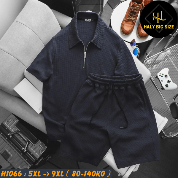 Đồ bộ nam big size polo khóa kéo vải tổ ong H1066