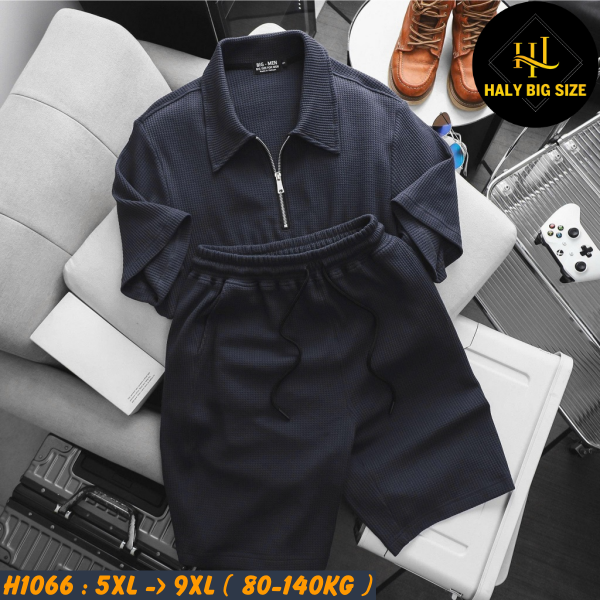 Đồ bộ nam big size polo khóa kéo vải tổ ong H1066