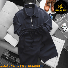 Đồ bộ nam big size polo khóa kéo vải tổ ong H1066